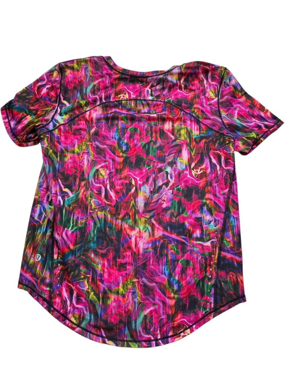 Lululemon High Neck Running and Training Tee – Hyper Flow Pink Multi – Size 4